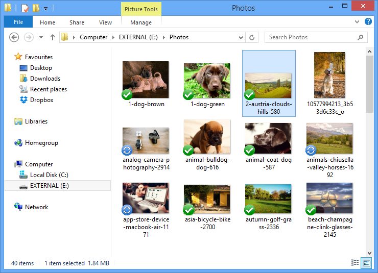 Sync and backup local folders to and from an external hard drive
