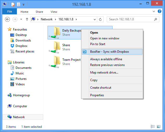 Sync and backup local folders to and from a network drive