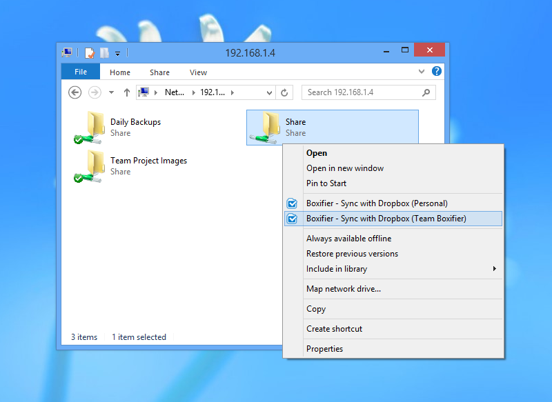 Folder synchronization with Dropbox Business accounts
